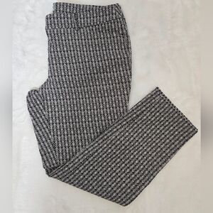 Dalia Women's Ankle/Cropped Pants in Dark Blue & Gray Patterned Print